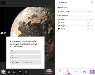 screenshot of Blackboard Collaborate's poll feature