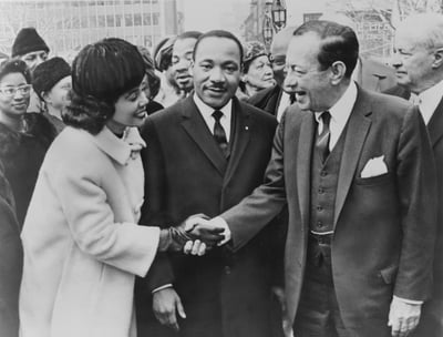 Dr. Martin Luther King Jr with his wife, Coretta, and NYC mayor Robert Wagner