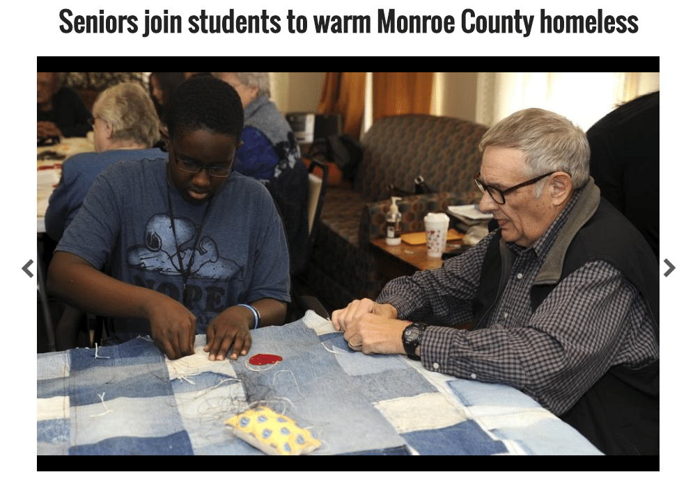 Seniors join students to warm Monroe County homeless